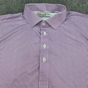 Collars & Co. Mens XL Purple Striped Short Sleeve Dress Collar Polo Shirt NWOT